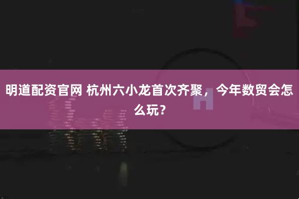 明道配资官网 杭州六小龙首次齐聚，今年数贸会怎么玩？