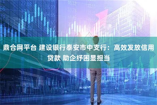 鼎合网平台 建设银行泰安市中支行：高效发放信用贷款 助企纾困显担当