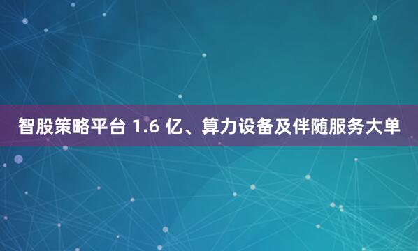 智股策略平台 1.6 亿、算力设备及伴随服务大单